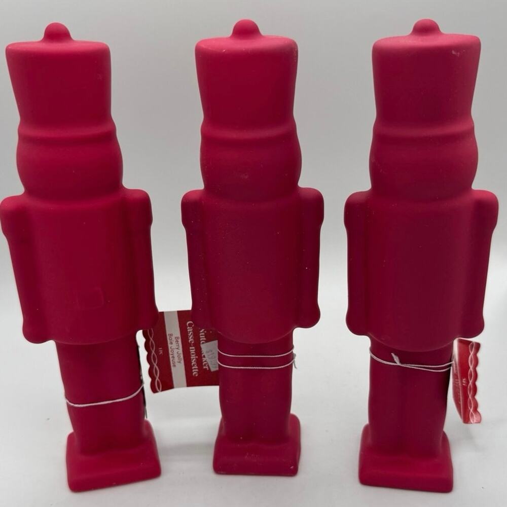 Ashland Berry Jolly Pink Nutcracker Figurines Set of 3 Christmas Decor 8”